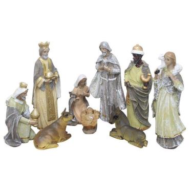 Imagem de Decoração Enfeite Natal Presépio Natalino Resina 9 Peças