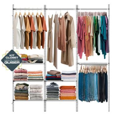 Imagem de Aramado Closet Arara Roupas Prateleiras Trilho Parede 1,90m BR