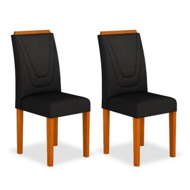 Imagem de Kit 2 Cadeiras Estofadas Lima Wood Cinamomo/Preto - Móveis Arapongas -