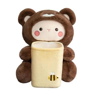 Imagem de Generic Caixa de lenços de papel de pelúcia macia guardanapo organizador de papel lixeira alças elásticas acessórios para carro lindo brinquedo de pelúcia, urso