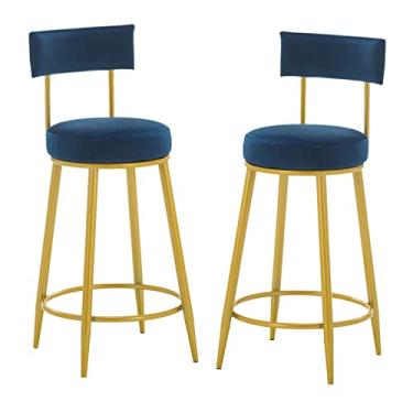 Imagem de Cadeiras de jantar, banquetas de bar, bancadas de bar, cadeiras com encosto coberto de veludo e apoio para os pés de metal para café da manhã, balcão de bar, cozinha e casa, tudo está bem