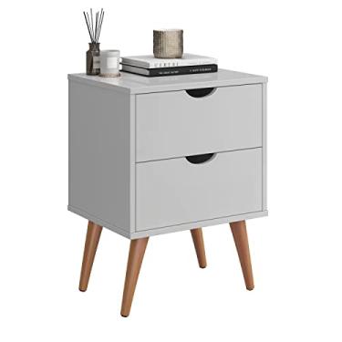 Imagem de Mesa de Cabeceira Madri Criado Quarto 2 Gavetas Pé Palito Madeira (Branco)