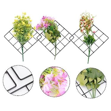 Imagem de Garneck 3 Pçs De Ferro Forjado Doméstico Pendurado Parede Flores Artificiais Buquê Ramo Rosas Decorar Decoração Floral Montado Parede Rack De Roupas Planta Grade De Metal Suporte De