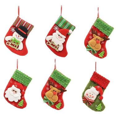 Imagem de Abaodam 1 Conjunto 6 Pçs Bolsa De Presente De Meia De Natal Meias De Natal Vintage Lindas Meias De Natal Meia De Tecido Não Tecido Pingente De Árvore De Natal Decoração