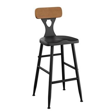 Imagem de Cadeiras de jantar banquetas de bar retrô com encosto de madeira banqueta alta para os pés cadeiras de jantar como banquinho para cozinha | pub | banqueta de café da manhã | Pernas de metal | Carga máxima de 150 kg preto Tudo está bem