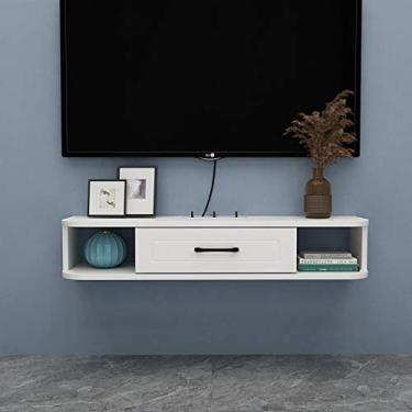 Imagem de Suporte flutuante para TV, armário de TV, prateleira flutuante, roteador, gabinete de armazenamento multimídia, suportes de TV, console de TV, armário de parede, prateleira de livros, olá