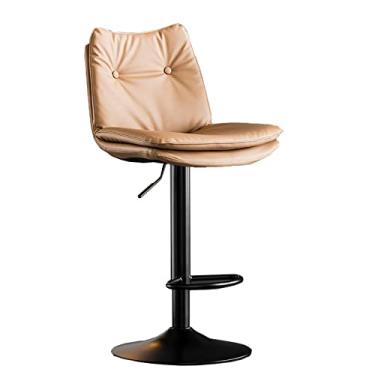 Imagem de Cadeiras de jantar cadeiras de sala de jantar banqueta de bar giratória, banco de bar de couro PU, altura ajustável com encosto e apoio para os pés para sala de jantar, ilha de cozinha, pub, bar, tudo está bem