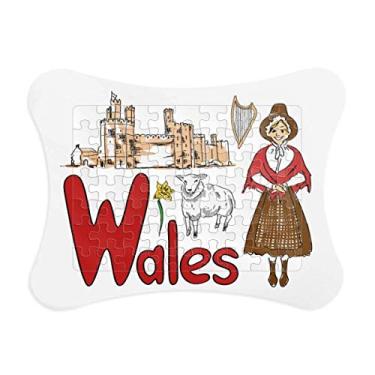 Imagem de Moldura de quebra-cabeça com estampa de marco do País de Gales National Symbol
