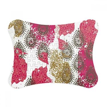 Imagem de Moldura de quebra-cabeça com estampa abstrata de folhas vermelhas e amarelas para decoração de imagens