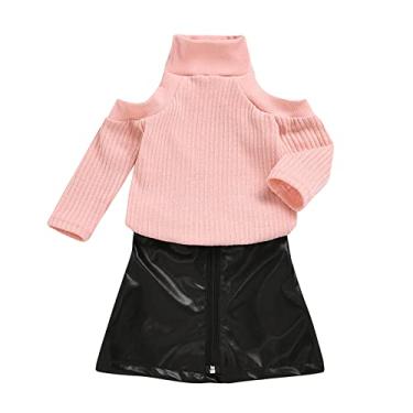 Imagem de CsgrFagr Roupas infantis infantis de outono com nervuras de algodão manga comprida saias de couro roupas para meninas Natal, rosa, 18-24 Meses