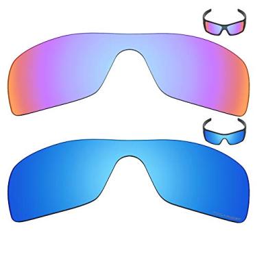 Imagem de Mryok+ 2 pares de lentes polarizadas de substituição para óculos de sol Oakley Batwolf – Rosa cobalto/azul gelo