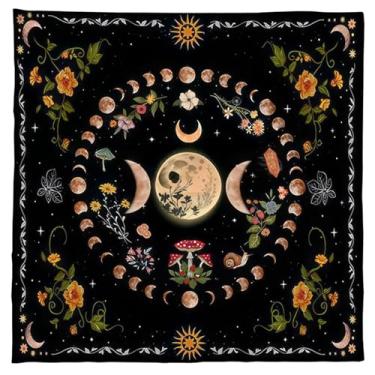 Imagem de lanema Moonphases Flower Astrologys Altars Cloth Tarot Tablecloth Divinations Table Cloth Tapestry Decor Witchcrafts Supplies