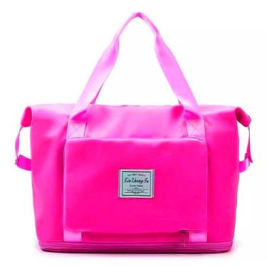 Imagem de Bolsa Mala Feminina Grande Dobrável para Academia Viagem Impermeável (Pink)