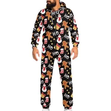 Imagem de Gzzxiailg Pijama de uma peça para adultos, manga comprida, bolso frontal, roupa de dormir, roupa de dormir, macaquinho, roupa de dormir, macacão P-4GG, Homem de gengibre, XXG