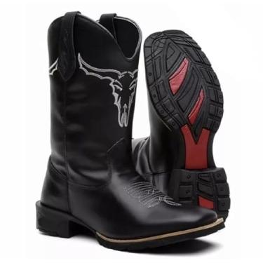 Imagem de Bota Botina Country Texana Desenhada Unissex (Desenhada Preta, BR, Adulto, Numérico, 34)