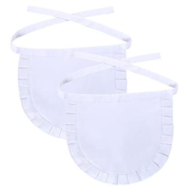 Imagem de SUN2ROSE Avental de cintura para cosplay para meninas, traje justo, meio avental branco, lembrancinhas de festa de cozinha também serve para avental infantil (pequeno), Branco, Small
