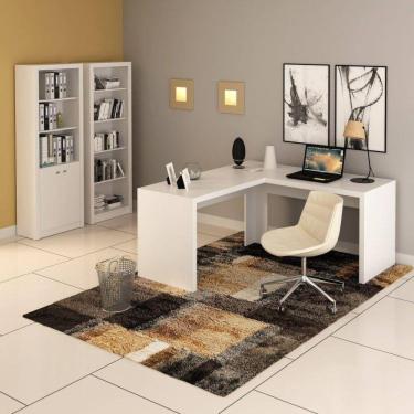 Imagem de Conjunto Home Office 3 Peças com 1 Mesa para Escritório em L 2 Estantes Espresso Móveis...