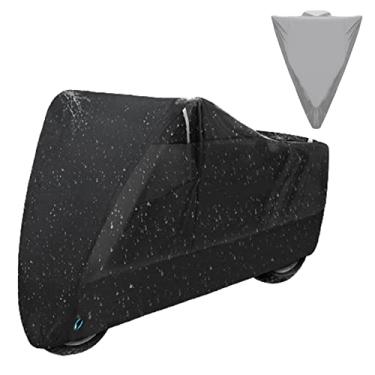 Imagem de WHYUNM26 Capa de chuva à prova d'água para motocicleta capa de chuva universal refletora segura UV scooter todas as estações capa à prova de poeira para moto, preta, G (comprimento 220 cm)