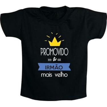 Imagem de Camiseta Infantil Promovido a Irmão mais Velho - 100% Algodão - Moricato (BR, Numérico, 16, Regular, Preto)