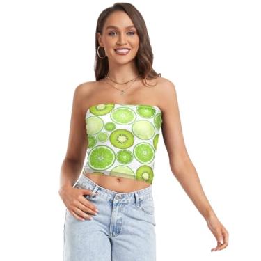 Imagem de Camiseta feminina tubinho verde kiwi limão dourado limão com malha para mulheres para clube de meninas adolescentes, Kiwi verde limão dourado limão, G
