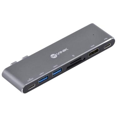 Imagem de Hub USB Tipo C 7 em 2-2 USB 3.0 Leitor de Cartao SD TF HDMI Thunderbolt 3 Power Delivery 100W HC-72
