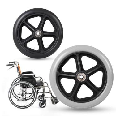 Imagem de Pneus de roda dianteira de 6/7/20.3 cm para cadeira de rodas, 2 peças de substituição de rodas para cadeiras de rodas, rolamento de 8 mm (5/40.6 cm), rodízio frontal de cadeira de rodas profissional,