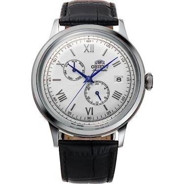Imagem de Orient Relógio masculino RA-AK0701S Bambino versão 8 pulseira de couro com mostrador branco, multifunções automático, Branco