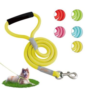 Imagem de ZOOLAND Coleira para cães de 1,5 m com alças acolchoadas confortáveis para cães pequenos, médios e grandes, filhotes, Laisse Pour Chien (1,5 m - 0,9 cm (embalagem com 1) amarelo M)