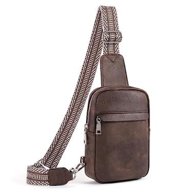 Imagem de CLUCI Pequena bolsa tiracolo feminina de couro vegano na moda, pochete feminina, Café, One Size, Transversal