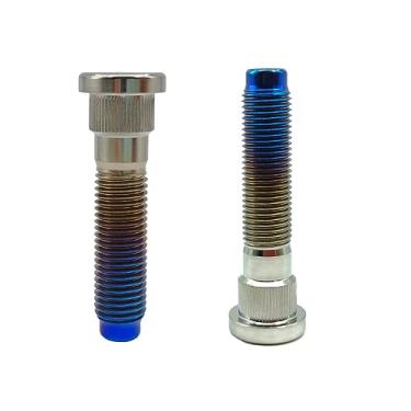 Imagem de RISON-Titanium Parafuso de roda M12X1.5X56MM Titânio alargado parafusos de roda azul queimado 12×1,5 Thread Pitch Titanium TC11 parafusos de roda pacote com 20
