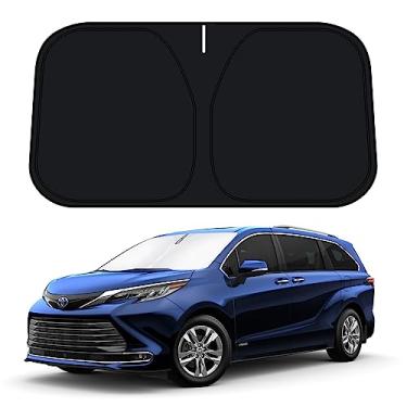 Imagem de D-Lumina Para-brisa para-sol para 2021 2022 2023 Toyo-ta Sienna mini acessórios de van, para-sol de janela frontal protetor de viseira de sol bloqueia raios UV calor, dobrável 2 camadas 210T material