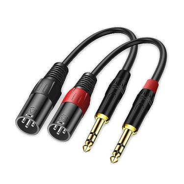 Imagem de LanSenSu Adaptador estéreo XLR para 1/4 TRS, cabo conversor de áudio estéreo, pacote com 2 - 30 cm
