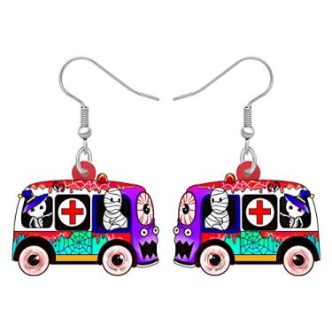Imagem de DALANE Brincos de acrílico para o Dia das Bruxas Abóbora Carro Caminhão Pingente Pingente Crânio Joia Novidade Presentes para Mulheres Meninas, Medium, Acrílico, Sem pedra preciosa