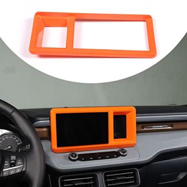 Imagem de Painel de navegação GPS moldura acabamento capa decoração carro interior acessórios ABS para Ford Maverick 2022 (laranja)