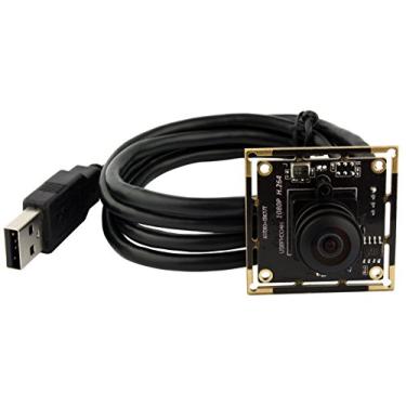 Imagem de ELP 180 graus olho de peixe Raspberry Pi 1080p H.264 Microfone PC Web USB Câmera de Segurança para Laptop Grande Angular Mini UVC USB2.0 Vídeo Áudio Webcam Board 2MP CMOS AR0330 Lightburn Câmera Laser