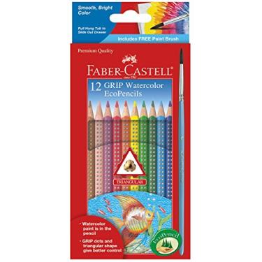 Imagem de Faber-Castell Lápis ecológicos de aquarela aderente: 12 lápis de aquarela com pincel, conjunto de aquarela e lápis de cor, materiais de arte para crianças
