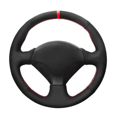 Imagem de MEWANT Capa de volante de camurça preta costurada à mão para Honda S2000 2000 2001 2002 2003 2004 2005 2006 2007 2008 Civic Si 2002 2003 2004 Acura RSX Tipo-S 2005