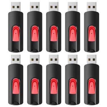 Imagem de RAOYI 10 unidades de pen drive USB de 32 GB, pendrive, pendrive, retrátil, pendrive, pendrive, pendrive, pendrive, pendrive, pendrive, pendrive, armazenamento de dados, backup para PC Mac (32G, vermelho)