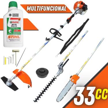 Imagem de Roçadeira Multifunções de Corte Vulcan VRM330 Á Gasolina 2 Tempos 33cc 1,3hp Alta Potência e Performance Modelo Completo 4 em 1 + ÓLEO STIHL 2T