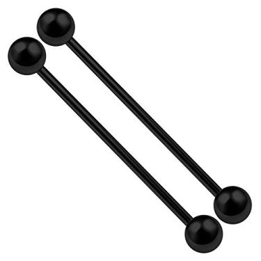 Imagem de KJM FASHION 2 peças de andaimes industriais de aço inoxidável com barra de calibre 14 38 mm de 38 mm e 5 mm, joia Ver mais cores, 38mm, Aço inoxidável, metal, aço