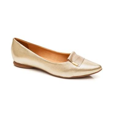 Imagem de Pegada, Sapatilha Feminina Bottero Bico Fino Couro Dourado 360403-1 Tamanho:39;Cor:Dourado
