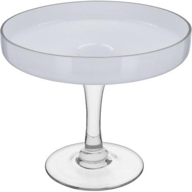 Imagem de CENTRO MESA COM PÉ VIDRO 23x27x27cm BRANCO FRUTEIRA