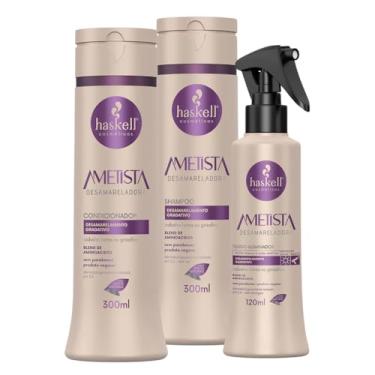 Imagem de Kit Haskell Ametista Desamarelador Shampoo + Condicionador 300ml + Fluido 120ml