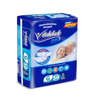 Imagem de Fralda Descartável Adulto Geriátrica Vitalidade Sênior Incontinência Pacotão Fita (Tamanho G: 70 a 85 kg)