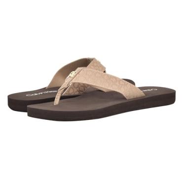 Imagem de Calvin Klein Chinelo Caluha Feminino, Logotipo marfim 150, 7