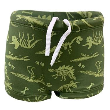 Imagem de Sunga Infantil Dinossauro Natação Verde Piscina Proteção Uv