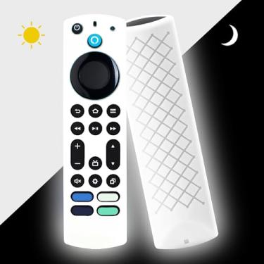 Imagem de GMXT Capa de controle remoto para Fire Stick 4k+ Max, Toshiba, Insignia Fire Tv, capa de silicone que brilha no escuro (branca)