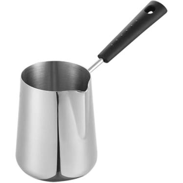 Imagem de Panela para aquecer manteiga de leite, panela de café turco de 600 ml, panela de derretimento de chocolate, cafeteira árabe grega Cezve Ibrik Briki para xarope de bordo, aquecimento de molhos, aço