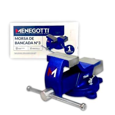 Imagem de Morsa Torno de Bancada C/Bigorna Menegotti Original N.03 Ferro Fundido Com Base Giratória - Nº 03