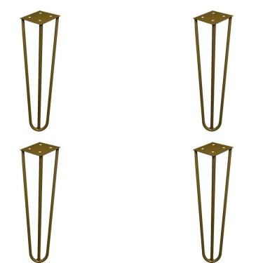 Imagem de Kit 4 Pés De Metal 25 Cm Hairpin Legs Rack E Puffs Dourado